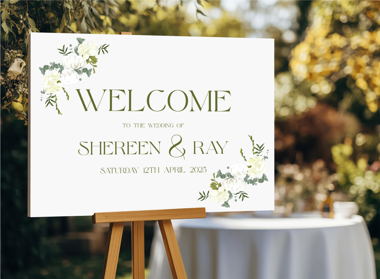 Floral Wedding Welcome Board